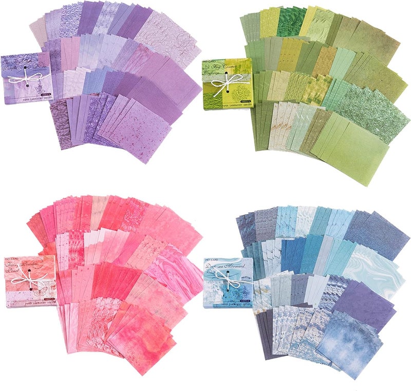FMOACEN 400 PCS Vintage Scrapbook Paper - Multi-colored (Pink, Gray, Blue, Green) - 3.15 x 3.15 Inch Square Glossy Paper - Decorative Paper Supplies for Scrapbooking, Crafts - Image 1